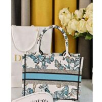 Dior CD Women Large Dior Book Tote White Blue Toile De Jouy Mexico Embroidery (4)