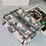 Dior CD Women Large Dior Book Tote White Blue Toile De Jouy Mexico Embroidery – Image 4