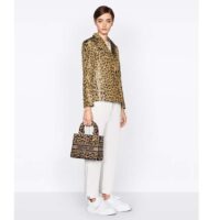 Dior CD Women Medium Lady D-Lite Bag Beige Black Mizza Embroidery (7)