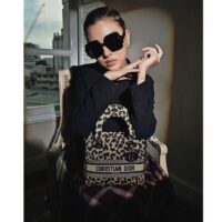 Dior CD Women Medium Lady D-Lite Bag Beige Black Mizza Embroidery (7)