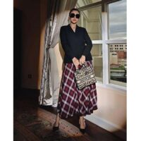 Dior CD Women Medium Lady D-Lite Bag Beige Black Mizza Embroidery (7)