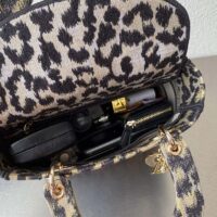 Dior CD Women Medium Lady D-Lite Bag Beige Black Mizza Embroidery (7)