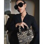 Dior CD Women Medium Lady D-Lite Bag Beige Black Mizza Embroidery - Image 9