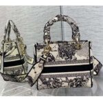 Dior CD Women Medium Lady D-Lite Bag Latte Black Toile De Jouy Zodiac Embroidery - Imagen 4