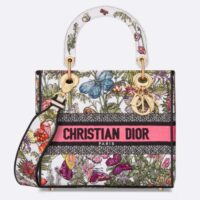 Dior CD Women Medium Lady D-Lite Bag White Multicolor Mexico Millefiori Embroidery (3)