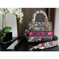 Dior CD Women Medium Lady D-Lite Bag White Multicolor Mexico Millefiori Embroidery (3)