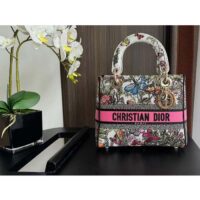 Dior CD Women Medium Lady D-Lite Bag White Multicolor Mexico Millefiori Embroidery (3)