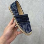 Dior Unisex CD Dior Granville Espadrille Blue Stonewashed Cotton Denim Embroidered Oblique - Image 8