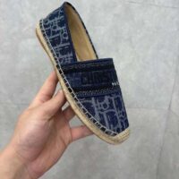 Dior Unisex CD Dior Granville Espadrille Blue Stonewashed Cotton Denim Embroidered Oblique (5)