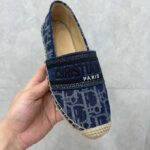 Dior Unisex CD Dior Granville Espadrille Blue Stonewashed Cotton Denim Embroidered Oblique - Image 9