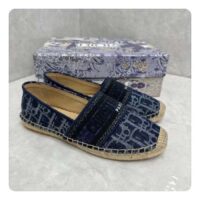 Dior Unisex CD Dior Granville Espadrille Blue Stonewashed Cotton Denim Embroidered Oblique (5)