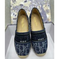 Dior Unisex CD Dior Granville Espadrille Blue Stonewashed Cotton Denim Embroidered Oblique (5)