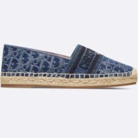 Dior Unisex CD Dior Granville Espadrille Blue Stonewashed Cotton Denim Embroidered Oblique (5)