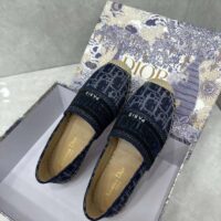 Dior Unisex CD Dior Granville Espadrille Blue Stonewashed Cotton Denim Embroidered Oblique (5)