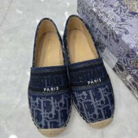 Dior Unisex CD Dior Granville Espadrille Blue Stonewashed Cotton Denim Embroidered Oblique (5)