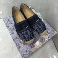 Dior Unisex CD Dior Granville Espadrille Blue Stonewashed Cotton Denim Embroidered Oblique (5)