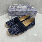 Dior Unisex CD Dior Granville Espadrille Blue Stonewashed Cotton Denim Embroidered Oblique - Image 5