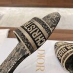 Dior Unisex CD Dway Slide Black Toile De Jouy Mexico Embroidered Cotton - Image 8