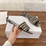 Dior Unisex CD Dway Slide Black Toile De Jouy Mexico Embroidered Cotton - Image 2