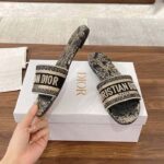 Dior Unisex CD Dway Slide Black Toile De Jouy Mexico Embroidered Cotton - Image 7