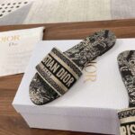 Dior Unisex CD Dway Slide Black Toile De Jouy Mexico Embroidered Cotton - Image 6