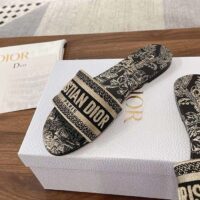 Dior Unisex CD Dway Slide Black Toile De Jouy Mexico Embroidered Cotton (9)