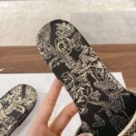 Dior Unisex CD Dway Slide Black Toile De Jouy Mexico Embroidered Cotton - Image 10