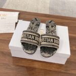 Dior Unisex CD Dway Slide Black Toile De Jouy Mexico Embroidered Cotton - Image 3