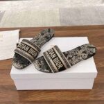 Dior Unisex CD Dway Slide Black Toile De Jouy Mexico Embroidered Cotton - Image 4