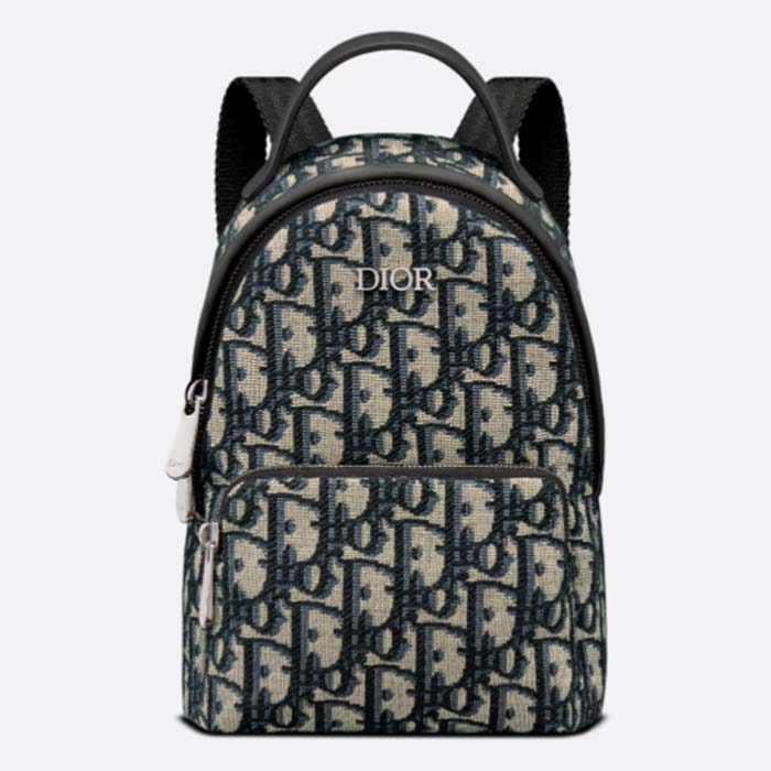 Dior Unisex CD Kids' Mini Rider Backpack Beige Black Dior Oblique Jacquard