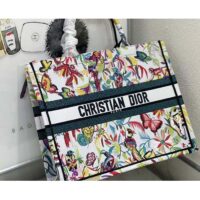 Dior Unisex Large Dior Book Tote White Multicolor Toile De Jouy Fantastica Embroidery (6)