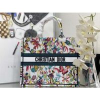 Dior Unisex Large Dior Book Tote White Multicolor Toile De Jouy Fantastica Embroidery (6)