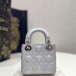 Dior Women CD Dior Or Lady Dior Micro Bag Metallic Crinkled Cannage Calfskin - Image 3