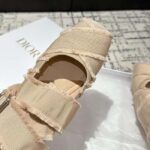 Dior Women CD Dior Songe Ballet Flat Nude Fringed Grosgrain - Image 8