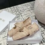 Dior Women CD Dior Songe Ballet Flat Nude Fringed Grosgrain - Image 5