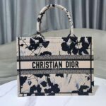 Dior Women CD Medium Dior Book Tote Beige Black Fleurs Mystiques Embroidery - Image 2
