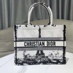 Dior Women CD Medium Dior Book Tote White Black Paris Embroidery - Image 2