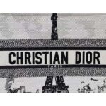 Dior Women CD Medium Dior Book Tote White Black Paris Embroidery - Image 6