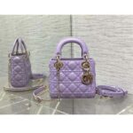 Dior Women CD Mini Lady Dior Bag Lilac Cannage Lambskin - Bild 2