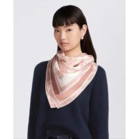 Dior Women CD Toile De Jouy Sauvage 90 Square Scarf Ivory Pink Silk Twill (5)