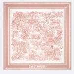 Dior Women CD Toile De Jouy Sauvage 90 Square Scarf Ivory Pink Silk Twill