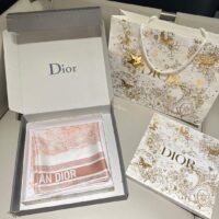 Dior Women CD Toile De Jouy Sauvage 90 Square Scarf Ivory Pink Silk Twill (5)