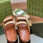 Gucci GG Unisex Sandal Double G Natural Raffia Effect Viscose Rubber Flat - immagine 10