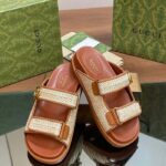 Gucci GG Unisex Sandal Double G Natural Raffia Effect Viscose Rubber Flat - immagine 7