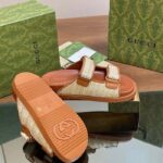 Gucci GG Unisex Sandal Double G Natural Raffia Effect Viscose Rubber Flat - immagine 4