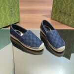 Gucci Unisex Espadrille GG Crystals Blue Denim Black GG Crystals Flat - Image 5