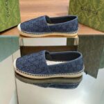 Gucci Unisex Espadrille GG Crystals Blue Denim Black GG Crystals Flat - Image 3