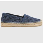 Gucci Unisex Espadrille GG Crystals Blue Denim Black GG Crystals Flat