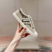 Gucci Unisex GG Canvas Sneaker Beige Ebony Original GG Canvas Lace Up Flat (5)