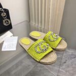 Gucci Unisex GG Interlocking G Espadrille Lime Green Viscose-Effect Raffia Flat - Image 2